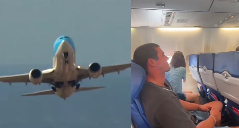 a man and woman in an airplane